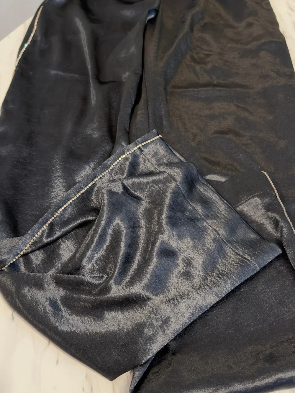J Brand Black Satin Rhinestone Lounge Pants - Picture 7 of 10